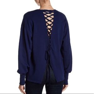 Caslon Navy Back Lace-Up Sweatshirt
